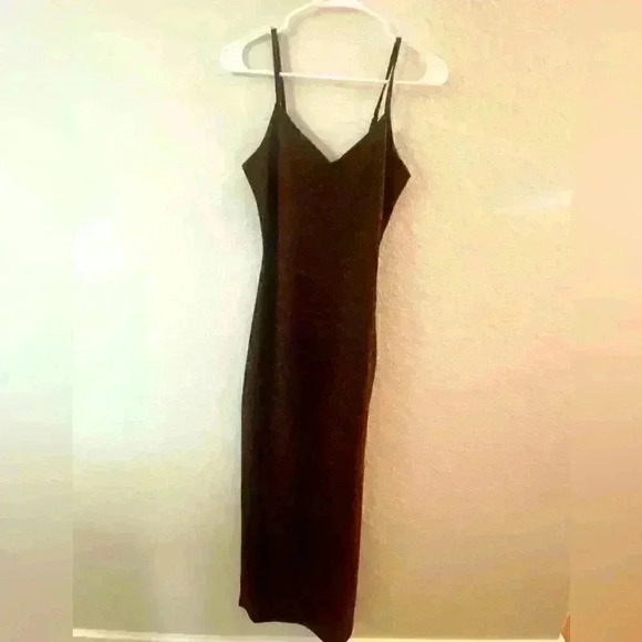NWT Maxi Brown Glittery/Sparkly Dress w Side Slit Sz S - Picture 1 of 6